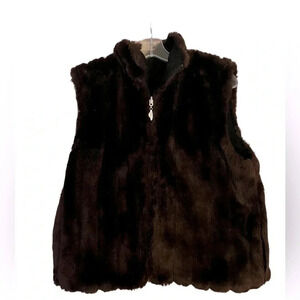Isabells's Journey Reversible Faux Fur Vest Dark Purple Size M Mob Wife Vintage